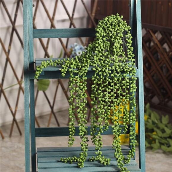 CEWOR 4pcs Fake Hanging Plants, String of Pearls Artificial Hanging Succulents - Picture 5 of 7